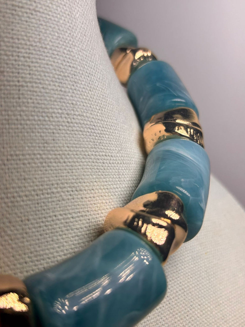 Thumbnail: Statement Green & Gold Beaded Necklace for Women