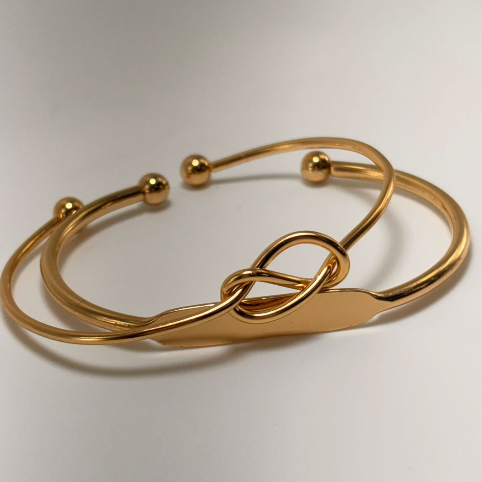 Gold Knot Adjustable Bangle Bracelet for Women