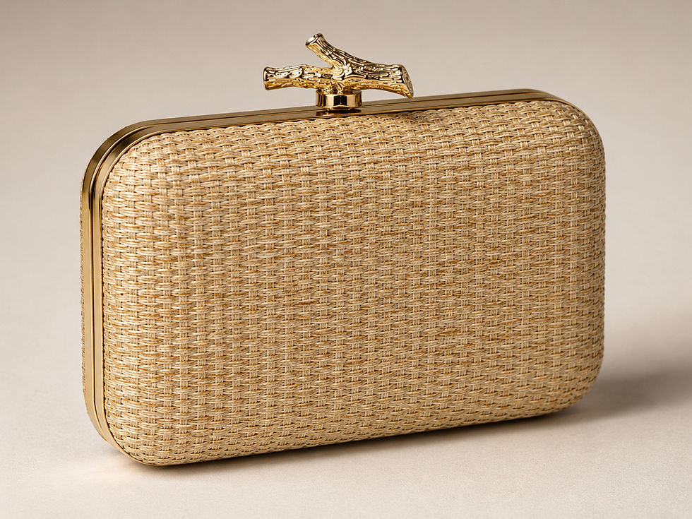 Thumbnail: ROS Curated Woven Luxe Clutch – Gold Branch Clasp