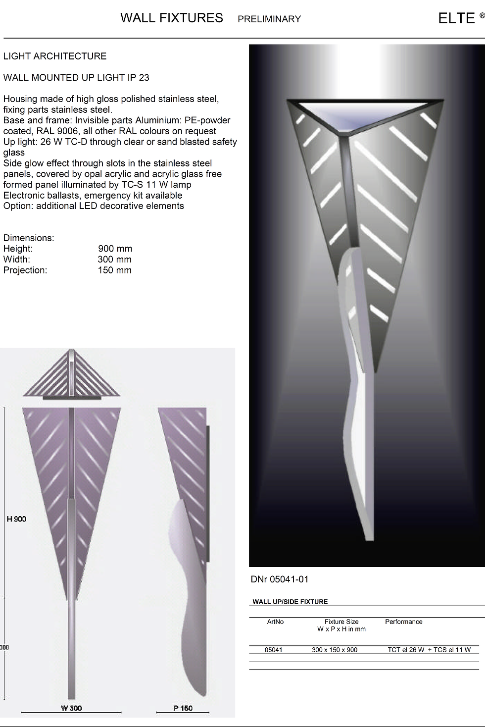 Wall mounted up light