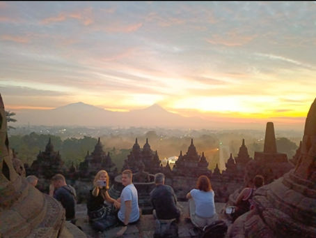 Borobudur Sunrise from Inside the Temple