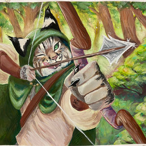 Catfolk Ranger (Gouache, Prismacolor, Watercolor)