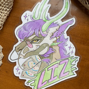 Liz Convention Badge (Watercolor, Micron Pen, Gouache)