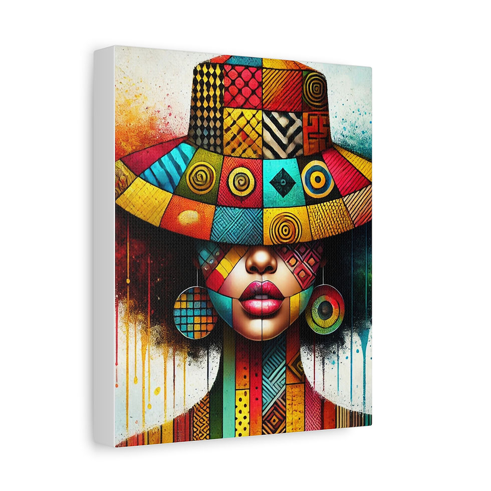 Vibrant abstract portrait of a woman in a colorful hat