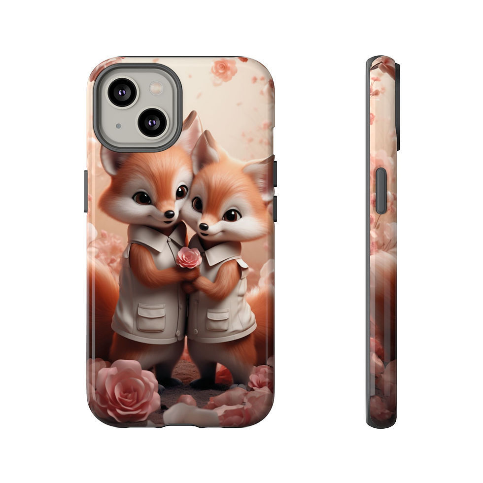 Adorable fox couple phone case