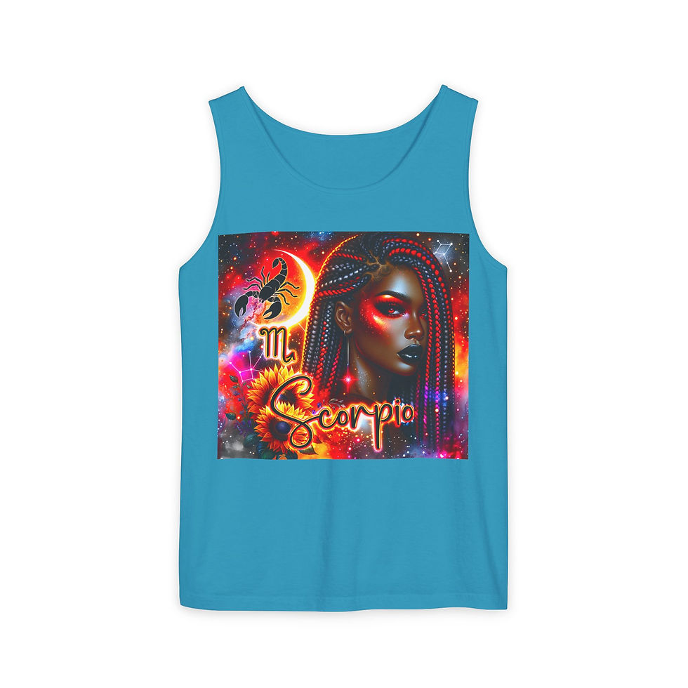 Scorpio zodiac tank top: Black woman art