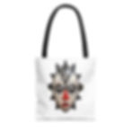 White tote bag with African mask design