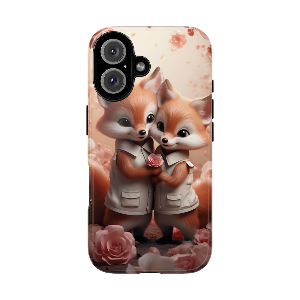 Adorable fox couple phone case