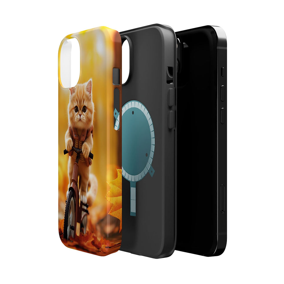 Cute cat riding bike phone case