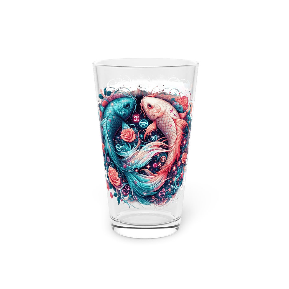 Glass with Koi fish design