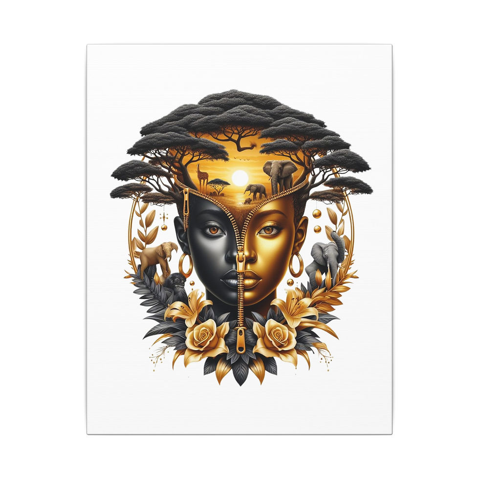 Golden African woman, nature scene