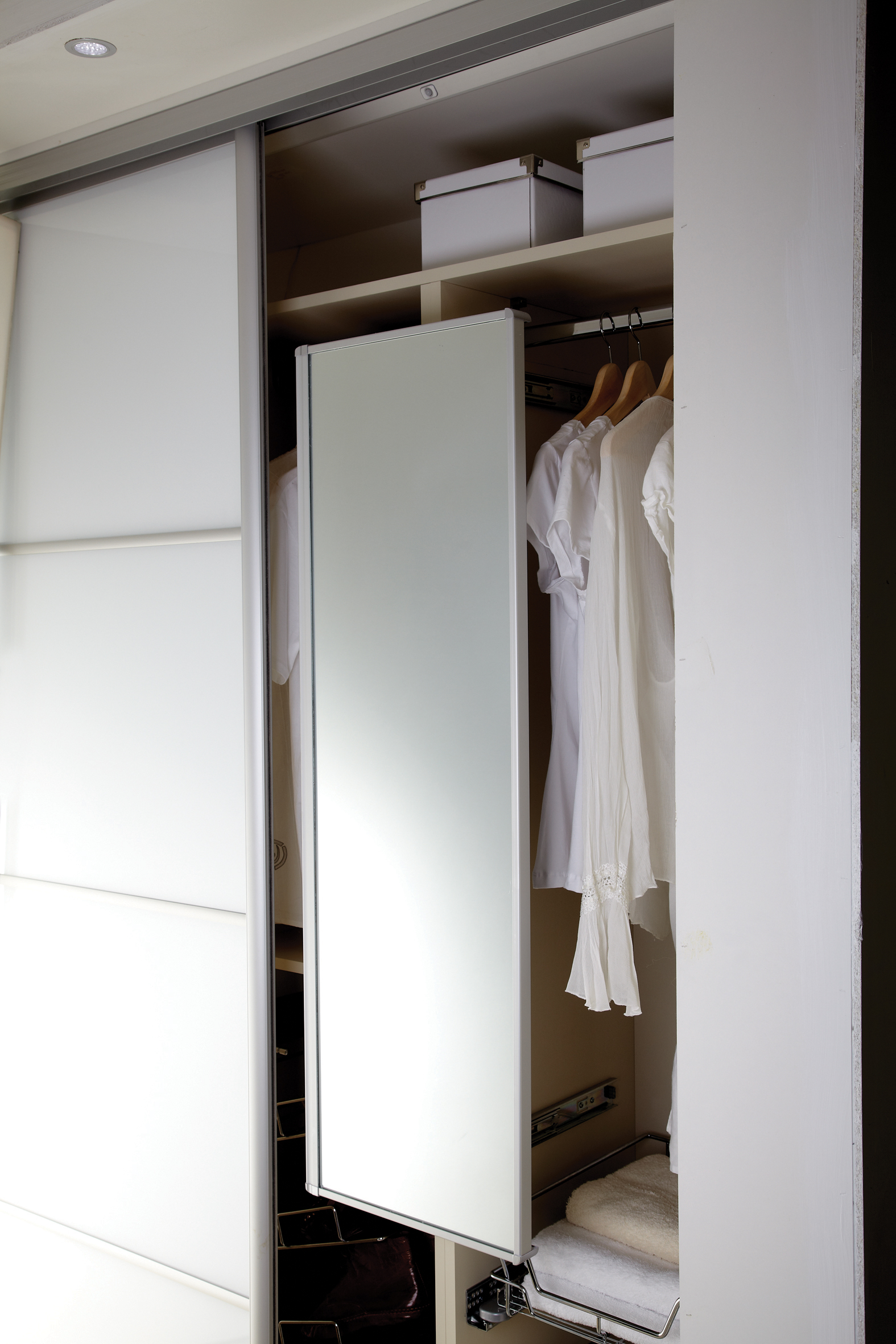 Pull-out swivel mirror