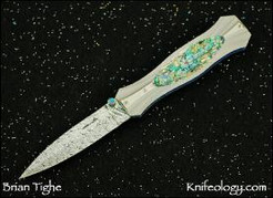 Dagger, Damasteel, Pau Shell Inlay