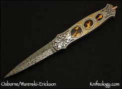Mdl 34 Dagger, Norris Damascus, Tortoise, Julie Warenski Engraving