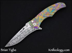 Tighe Coon Button lock, Damasteel, Splash Ano