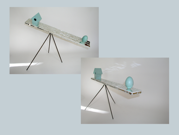Custom Fine Art Kinetic Sculpture, wood, steel, mosaic, paint, mixed medium. Photography, Stacy Kroot Original
