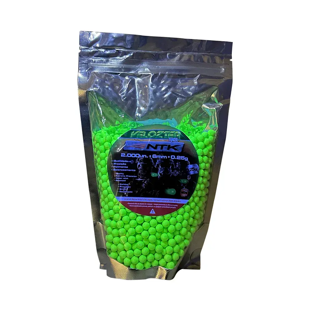 Munição BBs para airsoft Velozter Tracer fluorescente 0,25g TAG - 2000 unidades