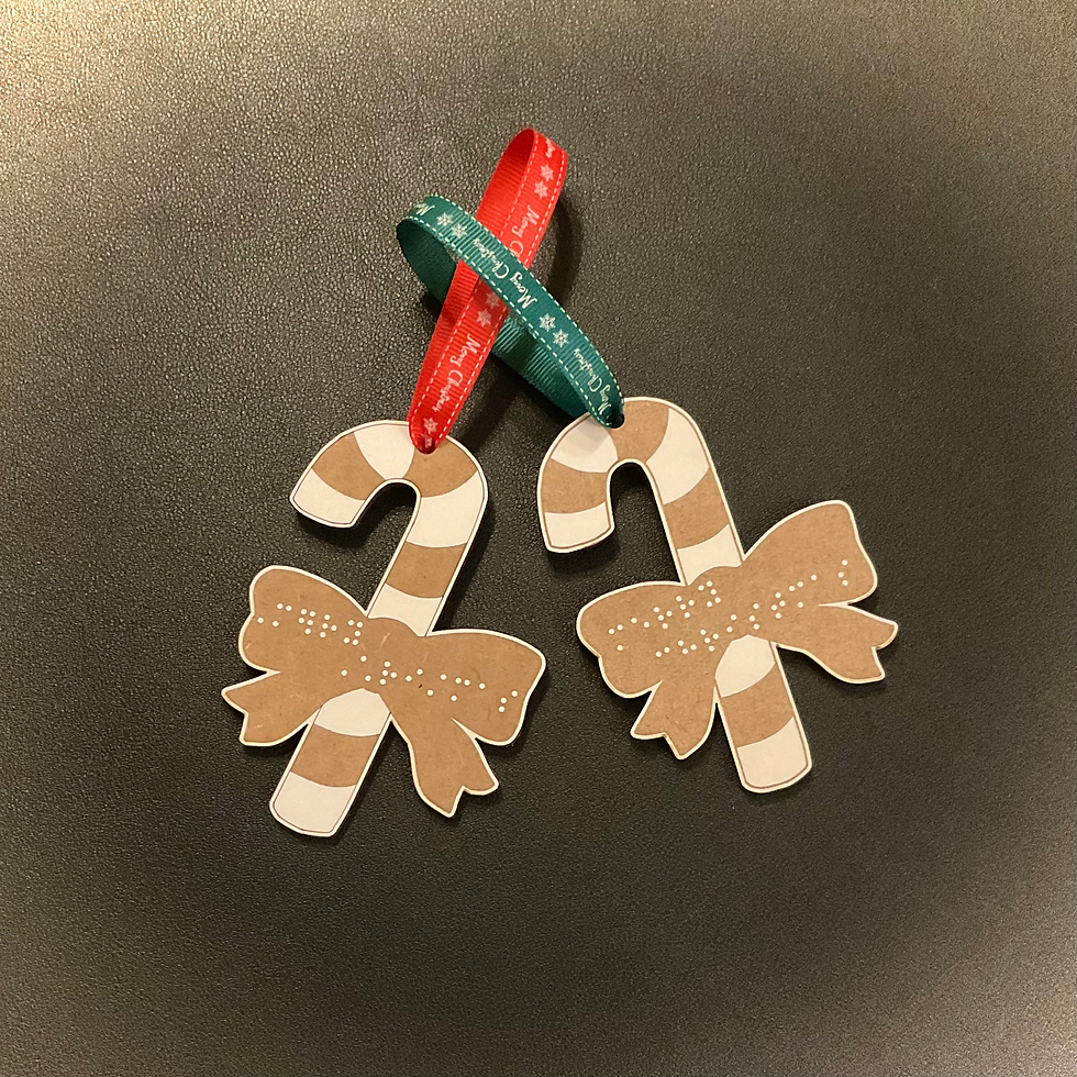 Thumbnail: Braille Candy Cane Christmas Decoration