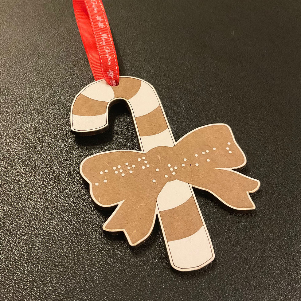 Thumbnail: Braille Candy Cane Christmas Decoration