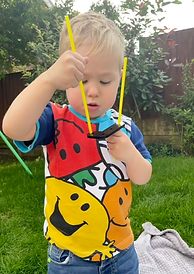 Photo of a child using PRIOR looking happy.