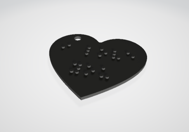 Thumbnail: DIGITAL: I Love You Braille Heart Keyring - 3D Printer STL File