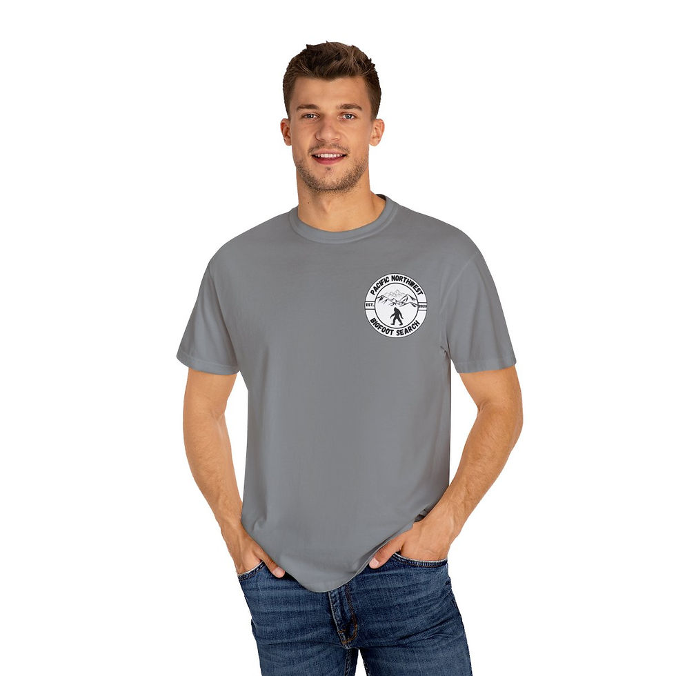 Thumbnail: PNW Bigfoot Search - (Dark Colors) Unisex Garment-Dyed T-shirt