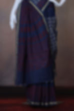 Thumbnail: Dark blue chanderi cotton saree drape highlighting texture
