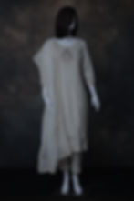 Off-white cotton straight kurta pant set with Schiffli embroidery front view