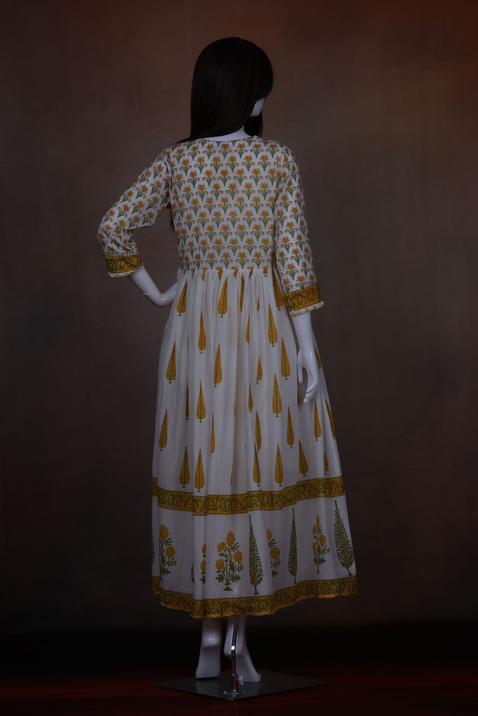 Thumbnail: Anarkali kurta pant set showcasing pleated flare and traditional print