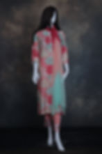 Soft coral pink rayon cotton straight kurta pant set front view with chiffon dupatta