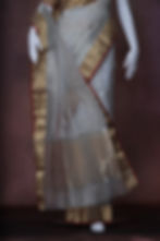 Thumbnail: Fabric texture view of pearl white chanderi silk saree