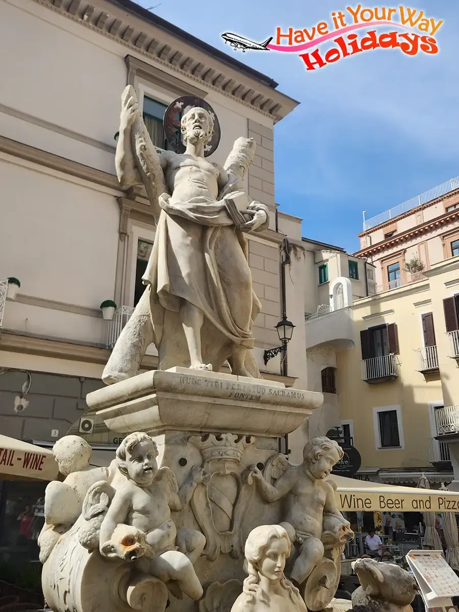 Sant’Andrea Fountain in Piazza del Duomo Amalfi.