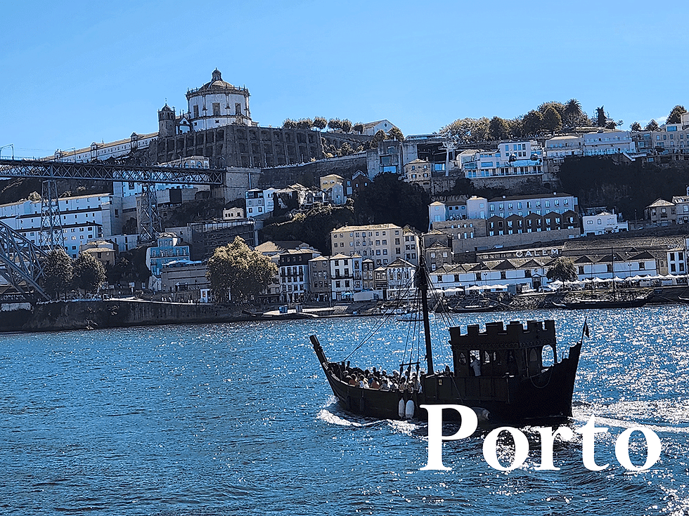 A Rabelo boat on the Douro River, a traditional wooden boat in Porto.