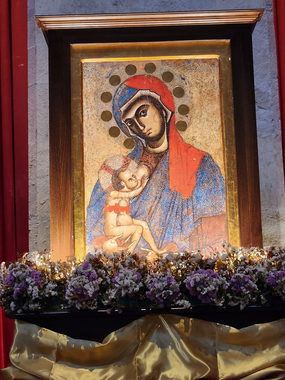 Sacred 12th-century Byzantine icon inside Duomo di Santa Maria Assunta.