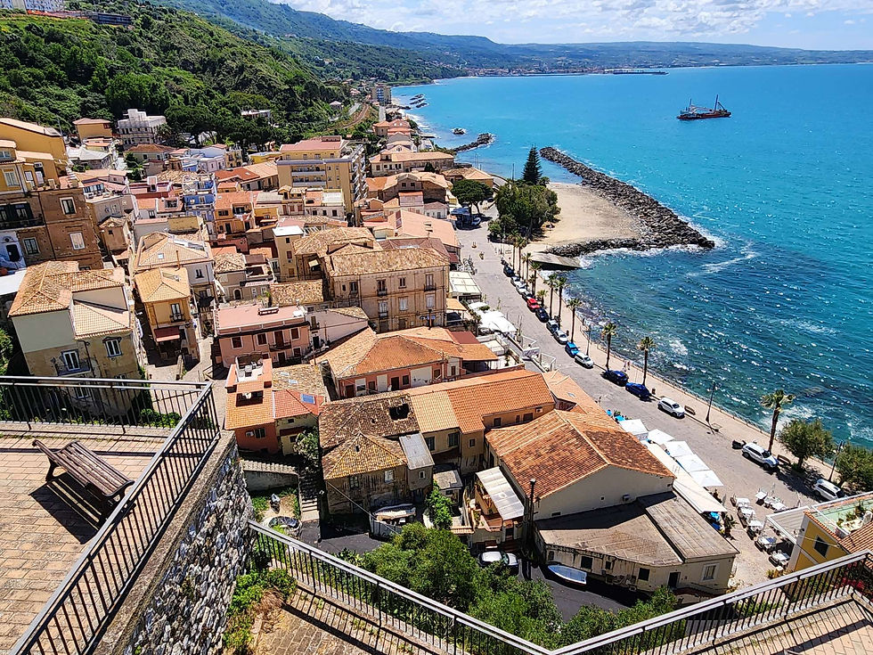View of the lower town and beach from the castle.