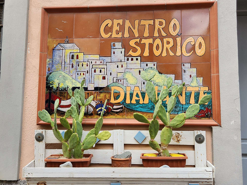 tiled sign in Diamante haveityourwayholidays