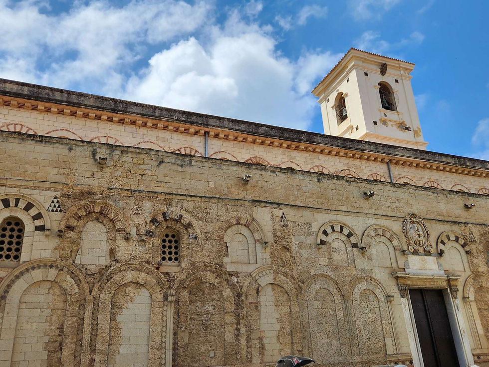 Evidence of the original wall incorporated into the Cathedral of Maria Santissima di Romania.