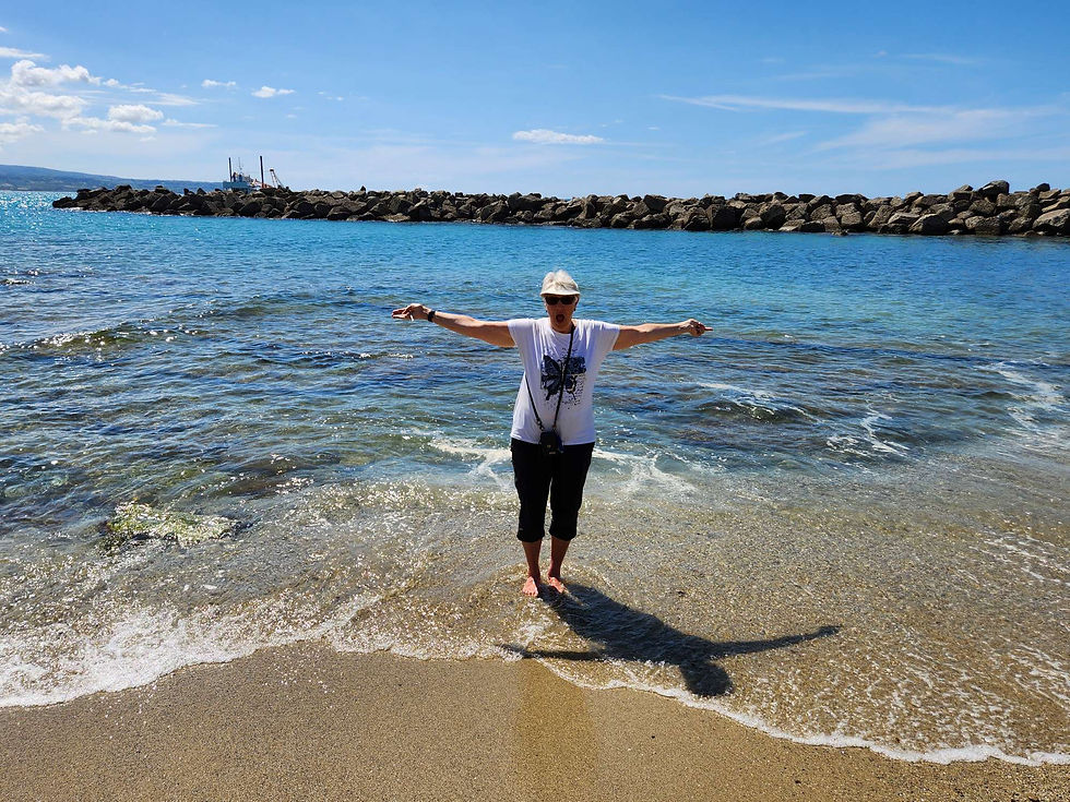 Tina loving the beachcombing!