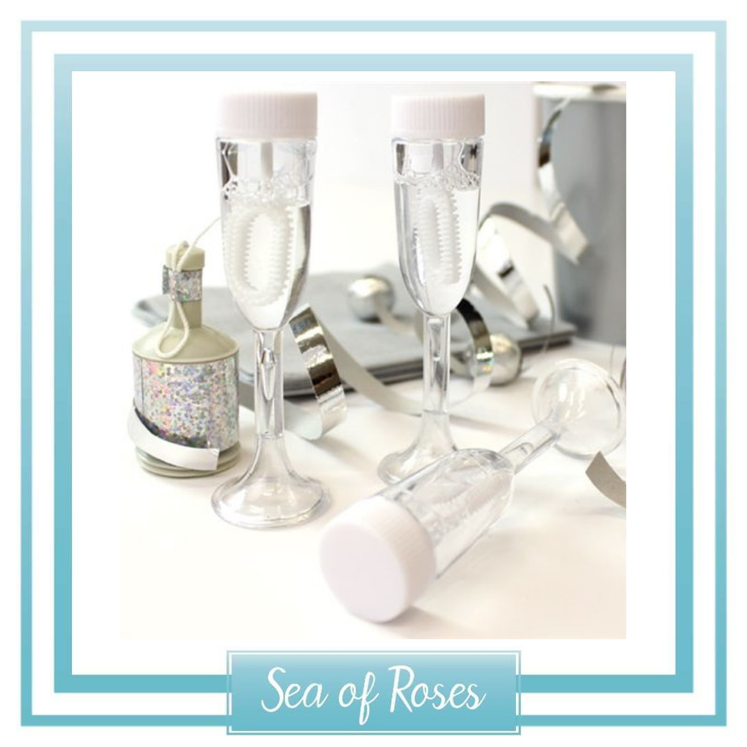 White Champagne Glasses - Bubbles (24pk)