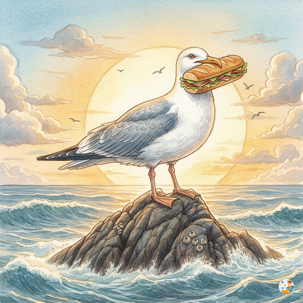 Histoire audio la mouette qui mangeait un sandwich