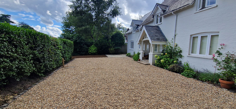 New gravel driveway laid with foundation