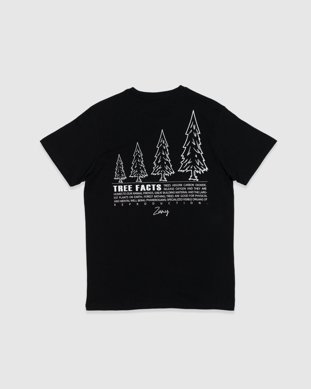 Zany Tree Facts 100% Cotton T-Shirt - Black