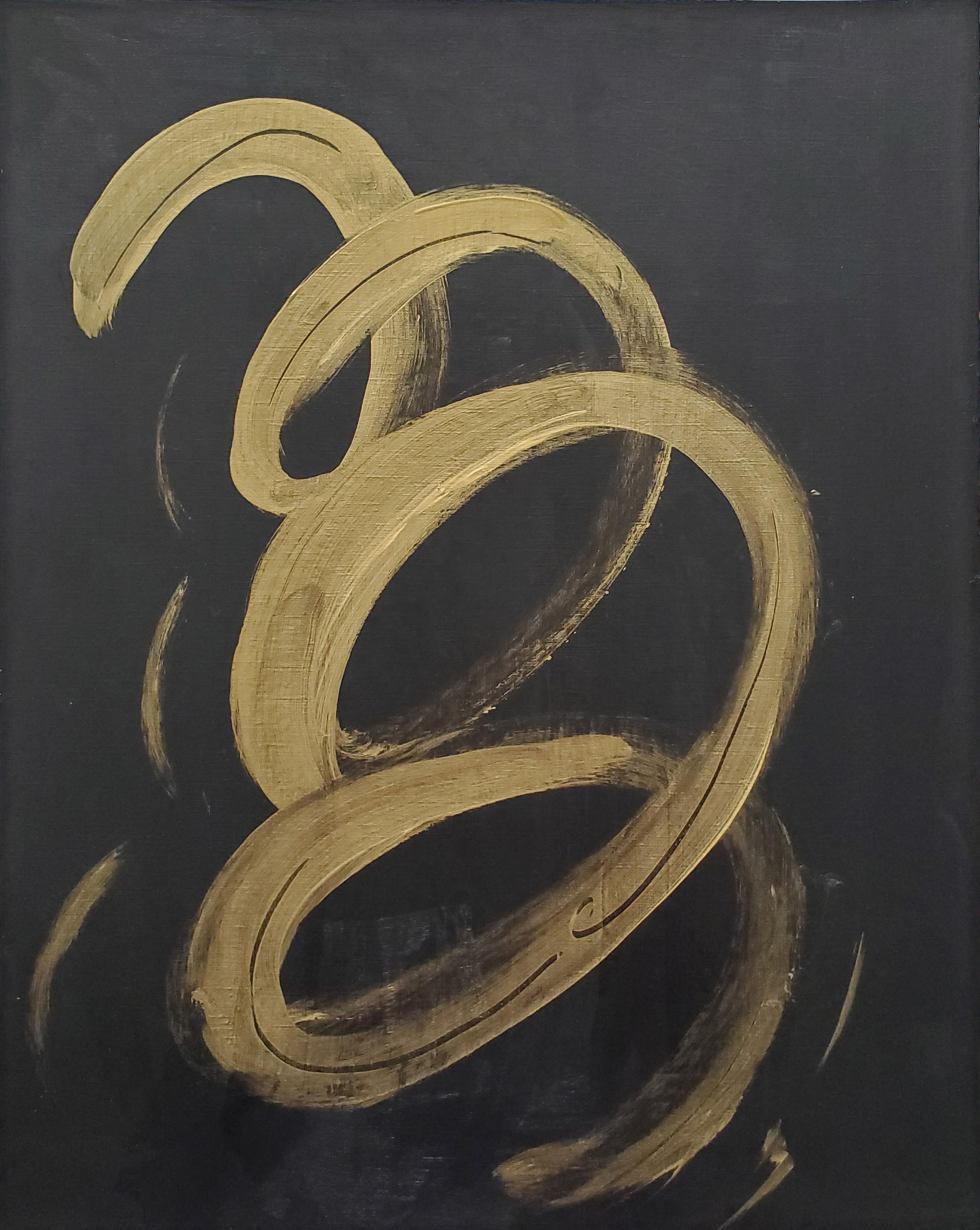 Original black and gold abstract painting by Joyce Fournier Toronto