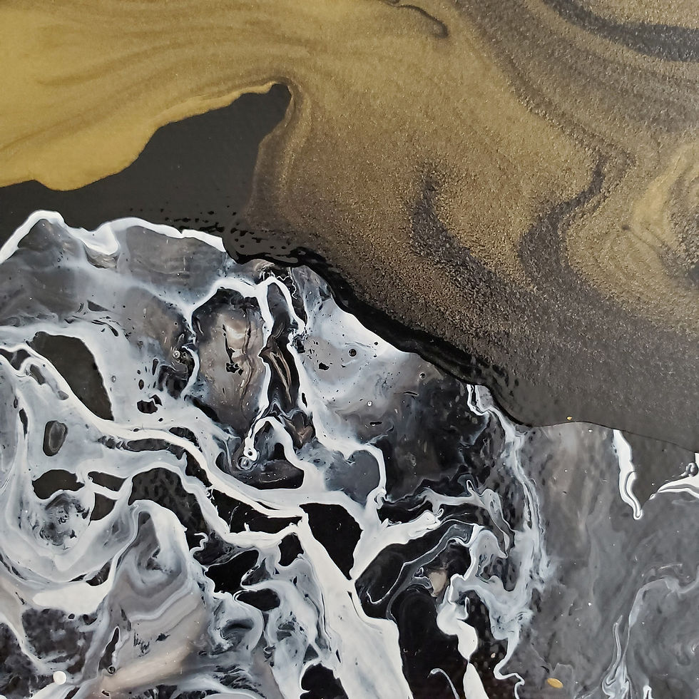 Thumbnail: Large Original Abstract Painting 'Galaxy' in Gold, White, Black by Joyce Fournier