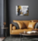 Original Gold, Black, White, Abstract Painting 'Celestial Dream' by Joyce Fournier Toronto