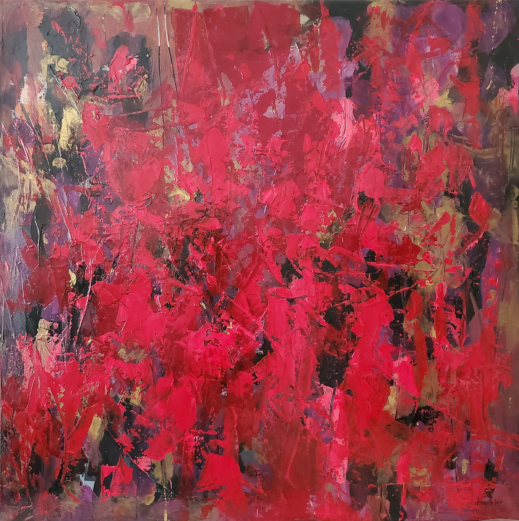 Original Red abstract painting 'Resilience' by Joyce Fournier Toronto