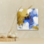 Fluid Abstract Painting Gold, Blue, White, 'Stellar Mystery' by Fournier Toronto