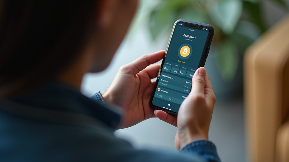 Close-up view of a person holding a smartphone displaying a cryptocurrency wallet