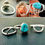 Thumbnail: “Double Rainbow” Fine Silver & Turquoise “Stacker” Ring