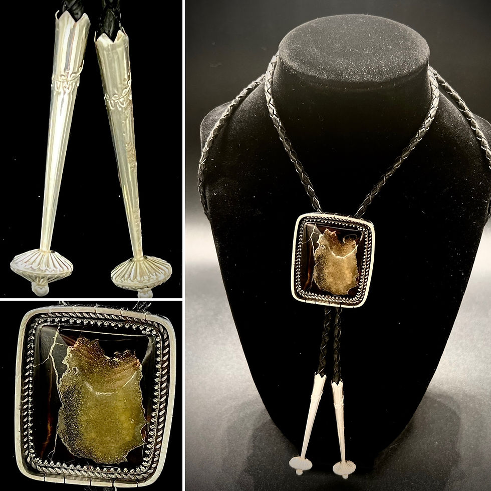 Thumbnail: Stunning Leather, Sterling & Simbercite Bolo